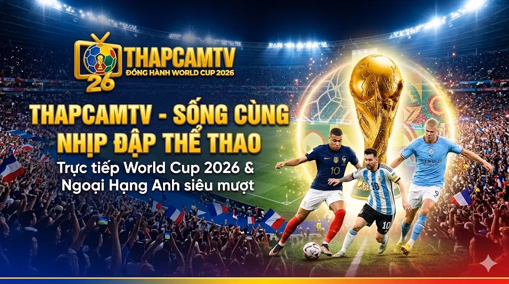 Banner Thapcamtv trực tiếp bóng đá World Cup 2026 và Ngoại Hạng Anh siêu mượt với chất lượng Full HD.