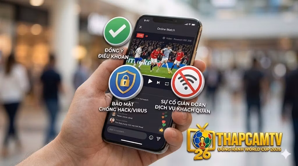 Các trường hợp giới hạn và miễn trừ trách nhiệm dịch vụ đối với người dùng trên nền tảng trực tuyến Thapcamtv
