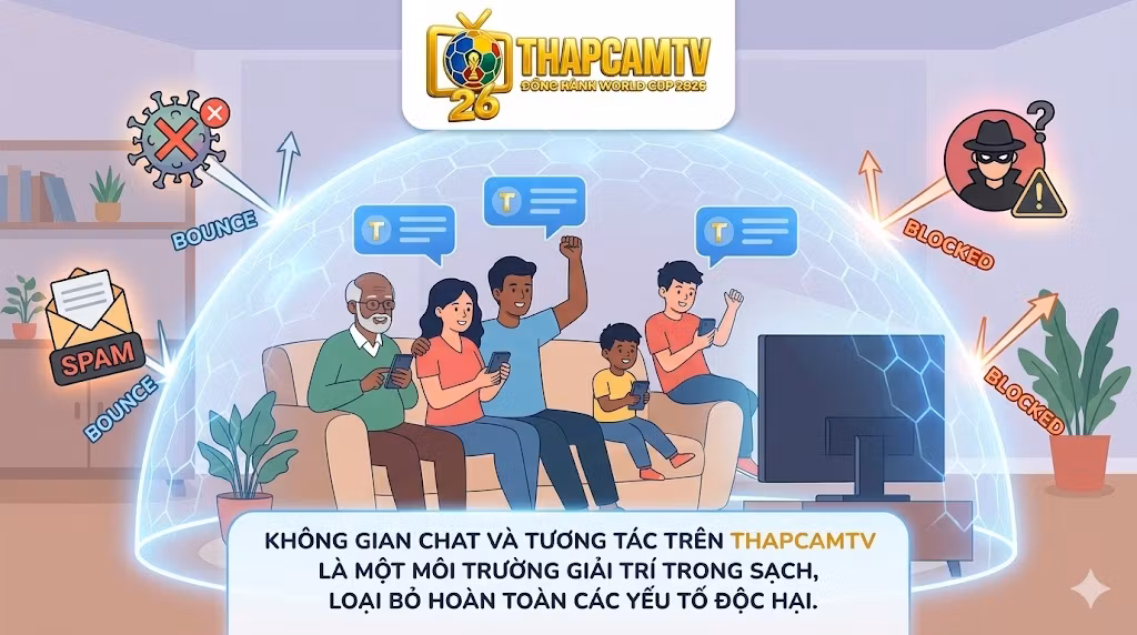 Môi trường tương tác và xem bóng đá văn minh trên Thapcamtv, bảo vệ cộng đồng người hâm mộ khỏi các rủi ro tin tặc, virus và tin nhắn rác.