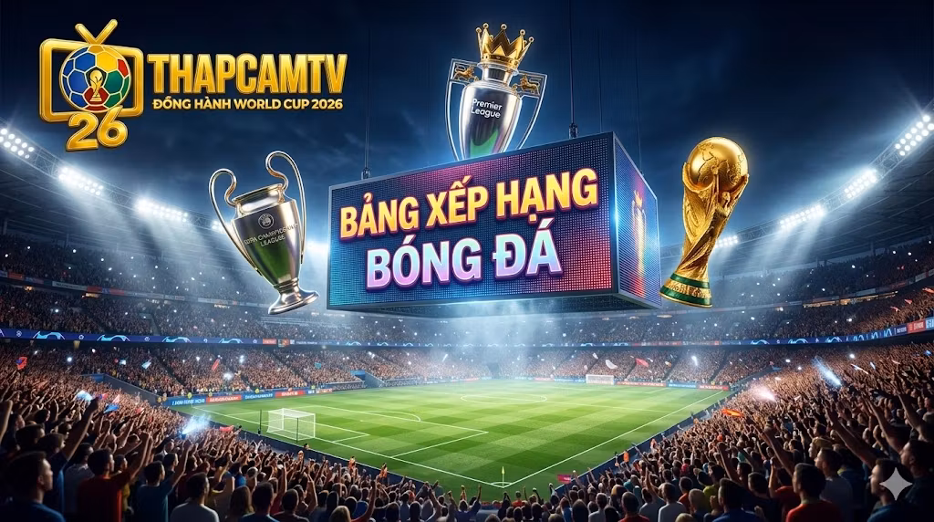 Bảng xếp hạng bóng đá trực tuyến mới nhất các giải đấu hàng đầu như Ngoại Hạng Anh, Cúp C1 và World Cup 2026 được cập nhật tại Thapcamtv.