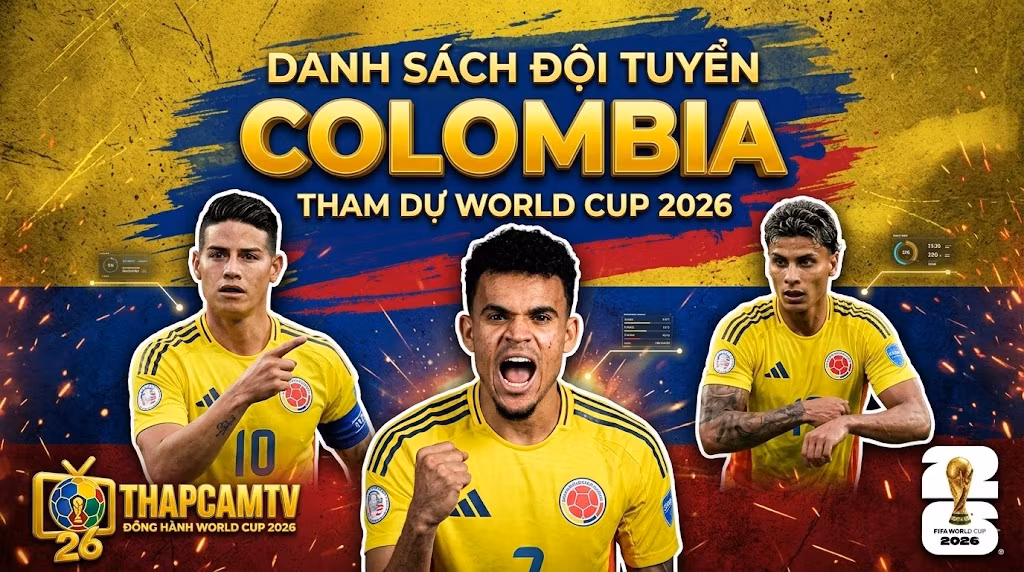 Đội hình Colombia World Cup 2026 chính thức: Sự bùng nổ của mũi nhọn Luis Diaz và thủ lĩnh James Rodriguez - Cập nhật bởi Thapcamtv.