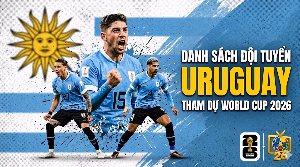 Đội hình Uruguay World Cup 2026: Federico Valverde, Darwin Nunez và Ronald Araujo đại diện cho kỷ nguyên mới thời hậu Suarez.